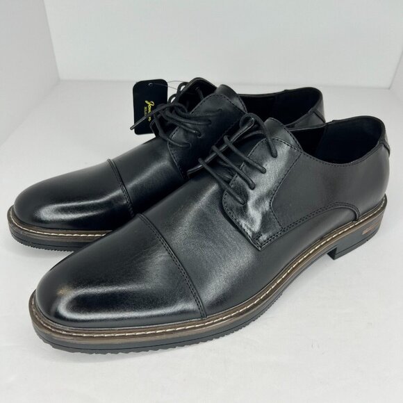 Jousen Mens DDH23021 Black Polished Oxford Leather Cap Toe Size 13 Dress Shoes - Picture 1 of 9